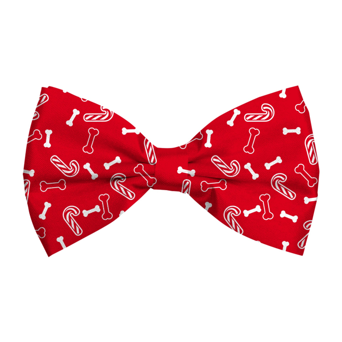 Plentygifts Xmas Hunde-Fliege "Bones Candy", rot