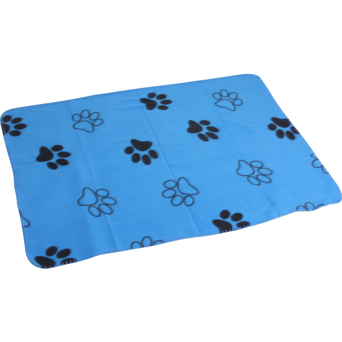 Pawise Fleece-Hundedecke blau mit Pfoten, 100x70cm