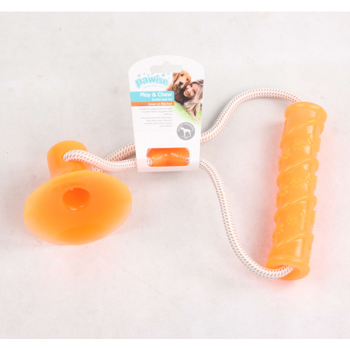 Pawise "Play+Chew" Hantel mit Saugnapf, orange - 36 cm | Hundespielzeug