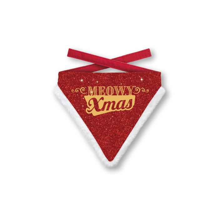 Katzen-Bandana Meowy Xmas Glitter, rot