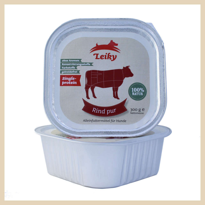 Leiky Hunde-Nassfutter Rind pur 300g