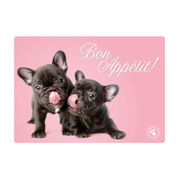Napfunterlage "Bon Appétit!" mit franz. Bulldoggen, pink 