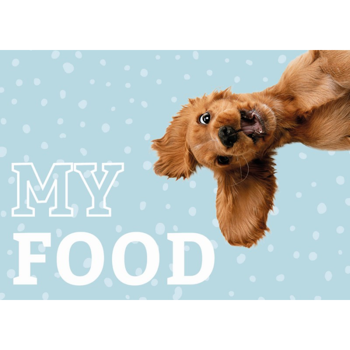 Napfunterlage "My Food" mit Hundewelpen, blau 
