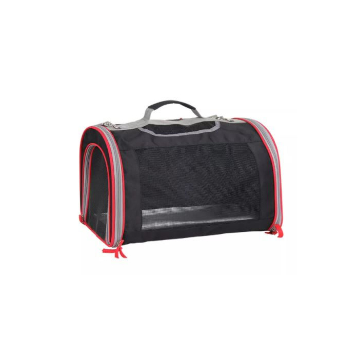 Pawise Transporttasche "Tommy" mit Erweiterung, schwarz-rot - 48x31x35 cm