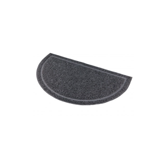 Vorleger für Katzentoilette, PVC, anthrazit - halbrund