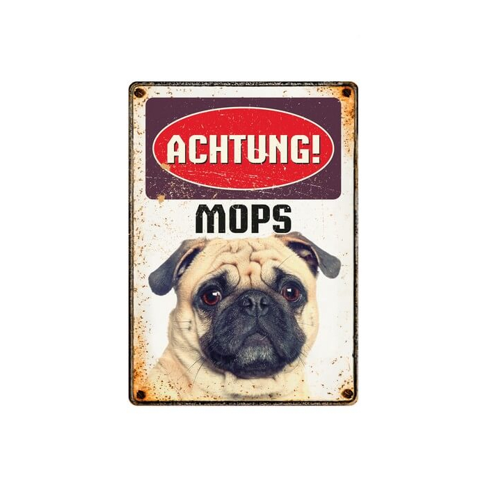 Warnschild "Achtung Mops", 21x15cm