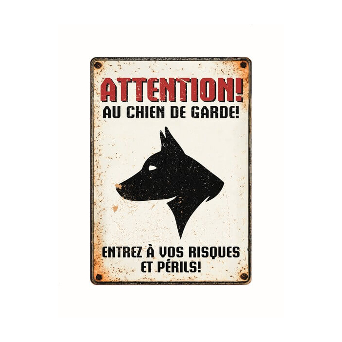 Warnschild "Attention au chien de garde", 21x15cm