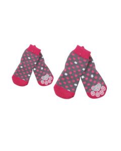 Pawise Anti-Rutsch Socken, pink/grau, gemustert, 4 Stück | Für Hunde
