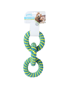 Pawise "Braided" 3 Ringe, blau-gelb, 28cm | Hundespielzeug