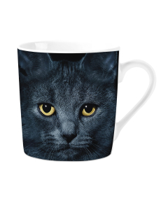 Tasse mit schwarzer Katze, schwarz