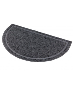 Vorleger für Katzentoilette, PVC, anthrazit - halbrund